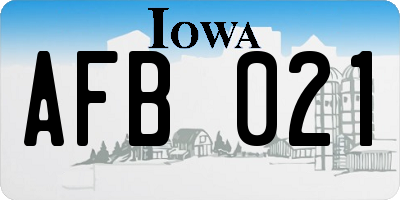 IA license plate AFB021