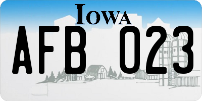 IA license plate AFB023