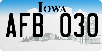 IA license plate AFB030