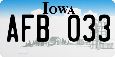 IA license plate AFB033