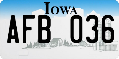 IA license plate AFB036