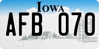 IA license plate AFB070