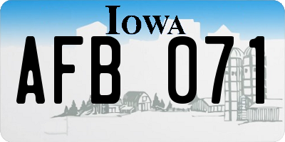 IA license plate AFB071