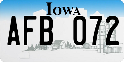 IA license plate AFB072