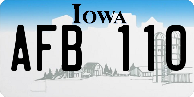 IA license plate AFB110