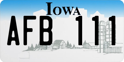 IA license plate AFB111