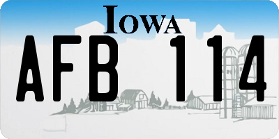 IA license plate AFB114