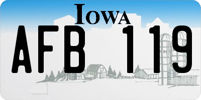 IA license plate AFB119