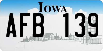 IA license plate AFB139
