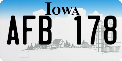 IA license plate AFB178