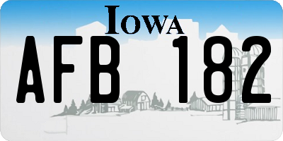 IA license plate AFB182