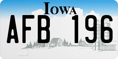 IA license plate AFB196