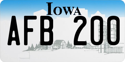 IA license plate AFB200
