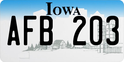 IA license plate AFB203