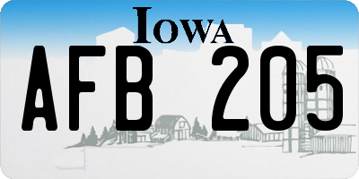 IA license plate AFB205
