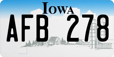 IA license plate AFB278