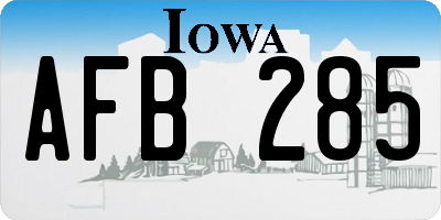 IA license plate AFB285