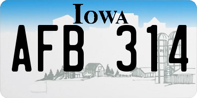 IA license plate AFB314