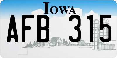 IA license plate AFB315