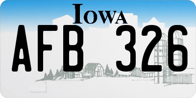 IA license plate AFB326