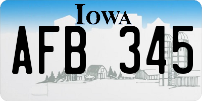 IA license plate AFB345