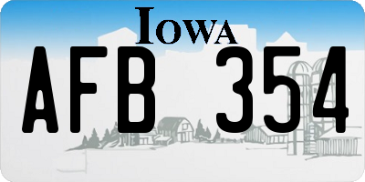 IA license plate AFB354