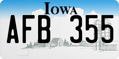 IA license plate AFB355