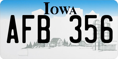IA license plate AFB356