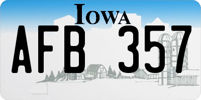 IA license plate AFB357
