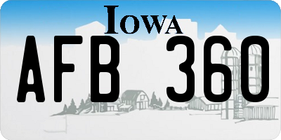 IA license plate AFB360