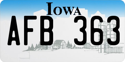 IA license plate AFB363