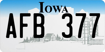 IA license plate AFB377