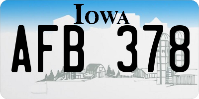 IA license plate AFB378