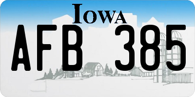 IA license plate AFB385