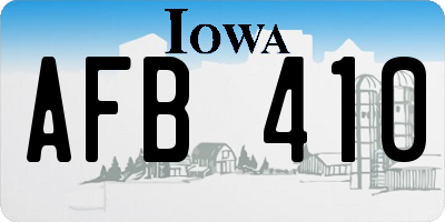IA license plate AFB410