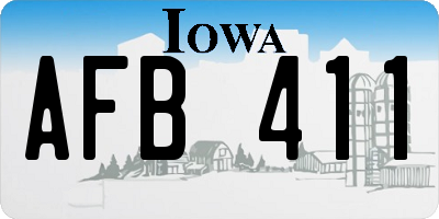 IA license plate AFB411