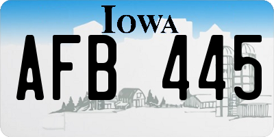 IA license plate AFB445