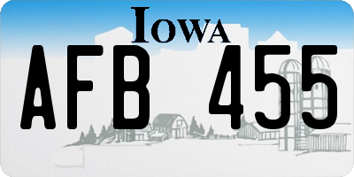 IA license plate AFB455
