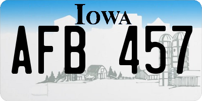 IA license plate AFB457