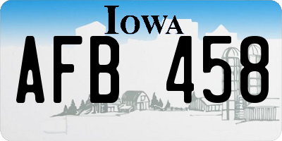 IA license plate AFB458