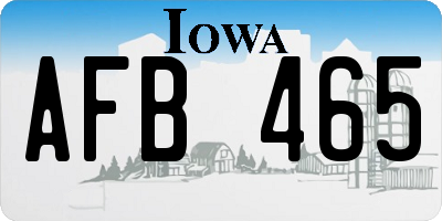 IA license plate AFB465