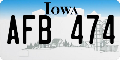 IA license plate AFB474