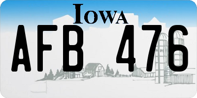 IA license plate AFB476