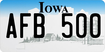 IA license plate AFB500