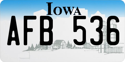 IA license plate AFB536