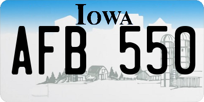 IA license plate AFB550