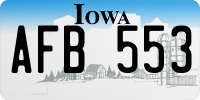 IA license plate AFB553
