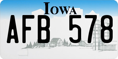IA license plate AFB578