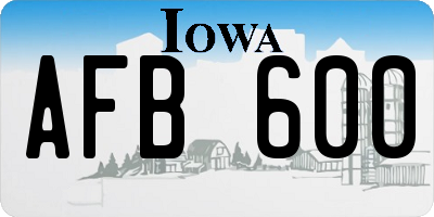 IA license plate AFB600