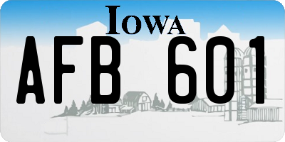 IA license plate AFB601